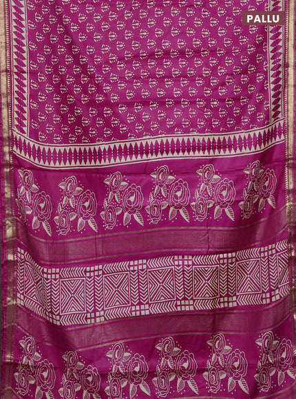 Semi bhagalpuri saree pink with allover prints and zari woven border