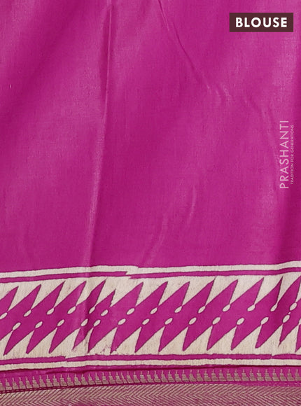 Semi bhagalpuri saree pink with allover prints and zari woven border