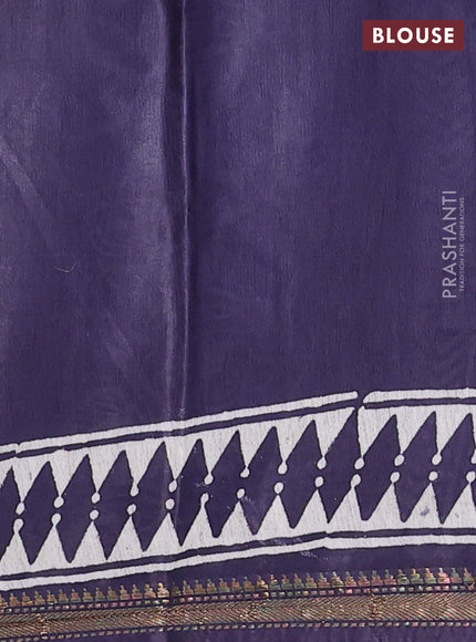 Semi bhagalpuri saree deep jamun with allover prints and zari woven border