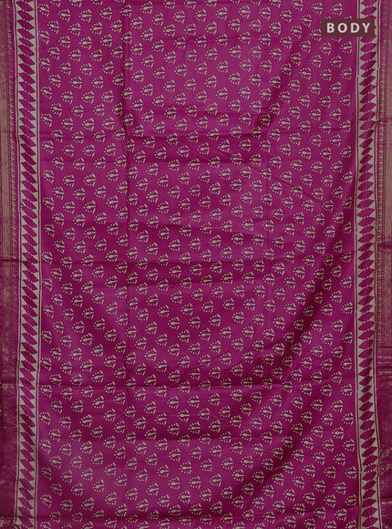 Semi bhagalpuri saree pink with allover prints and zari woven border