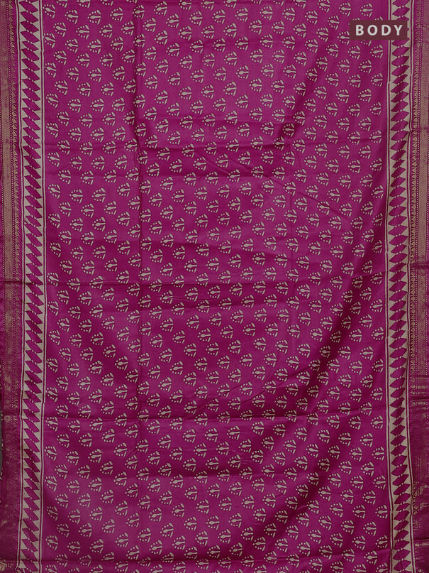 Semi bhagalpuri saree pink with allover prints and zari woven border
