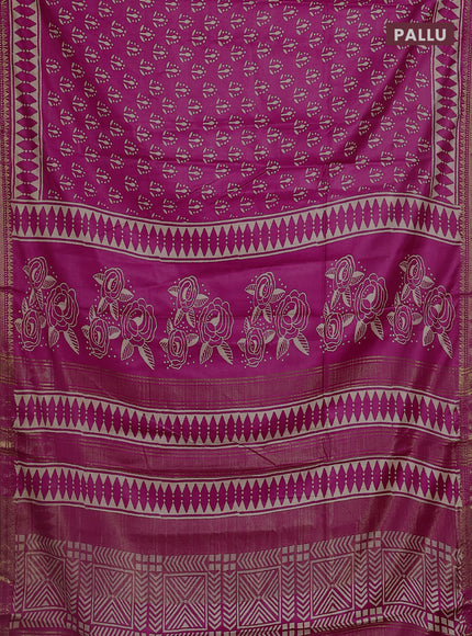 Semi bhagalpuri saree pink with allover prints and zari woven border