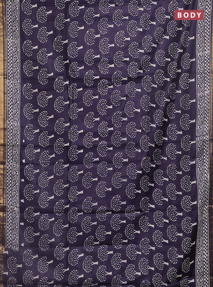 Semi bhagalpuri saree deep jamun with allover prints and zari woven border