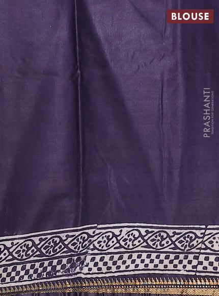 Semi bhagalpuri saree deep jamun with allover prints and zari woven border