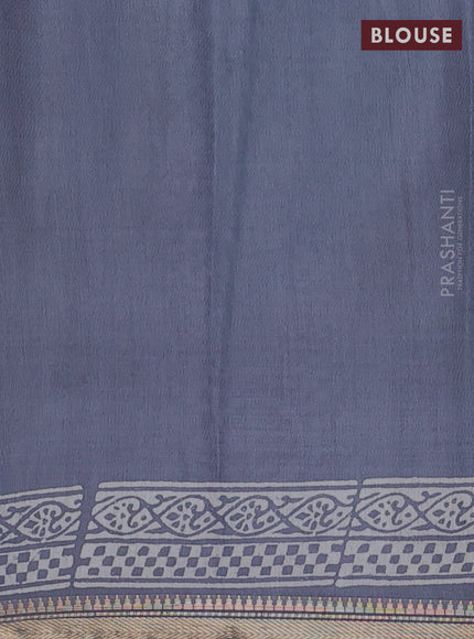 Semi bhagalpuri saree grey with allover prints and zari woven border