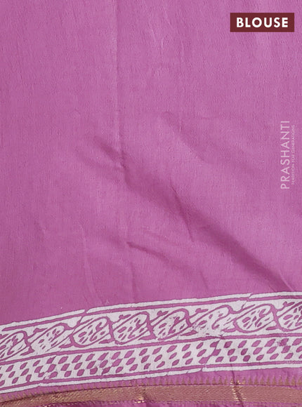 Semi bhagalpuri saree lavender with allover prints and zari woven border