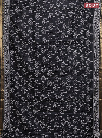 Semi bhagalpuri saree black with allover prints and zari woven border