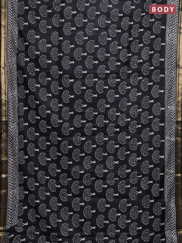 Semi bhagalpuri saree black with allover prints and zari woven border