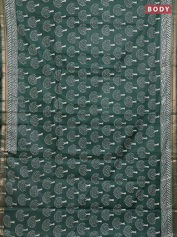 Semi bhagalpuri saree green with allover prints and zari woven border