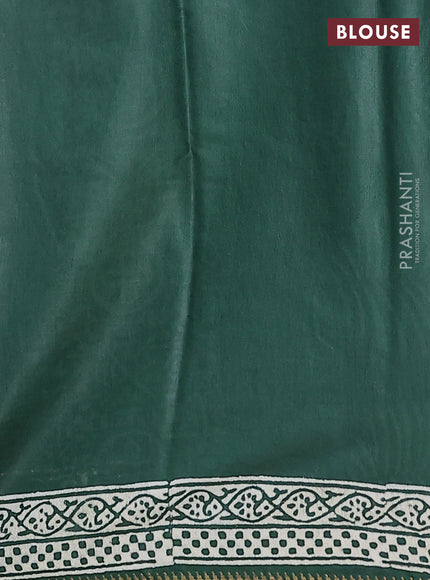 Semi bhagalpuri saree green with allover prints and zari woven border