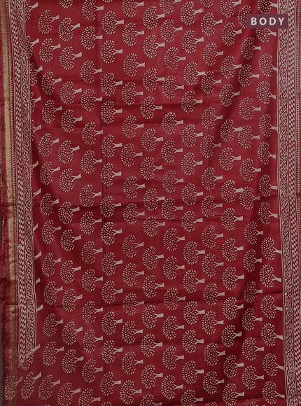 Semi bhagalpuri saree red with allover prints and zari woven border