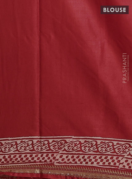 Semi bhagalpuri saree red with allover prints and zari woven border