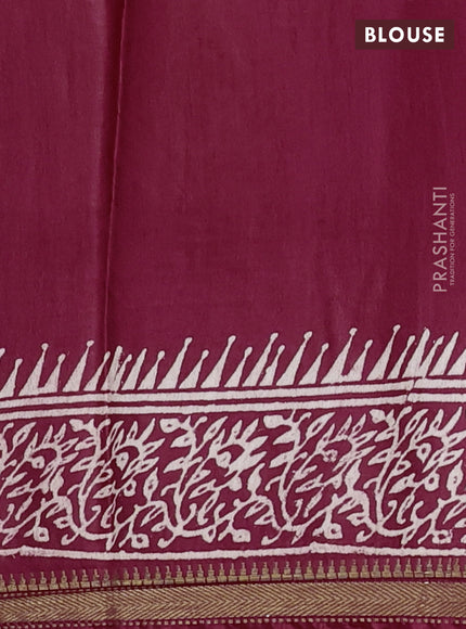 Semi bhagalpuri saree maroon with allover prints and zari woven border