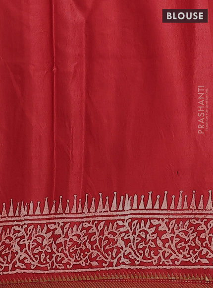 Semi bhagalpuri saree red with allover prints and zari woven border
