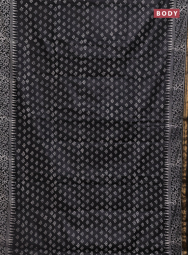 Semi bhagalpuri saree black with allover prints and zari woven border