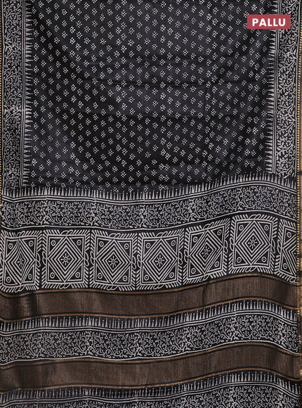 Semi bhagalpuri saree black with allover prints and zari woven border