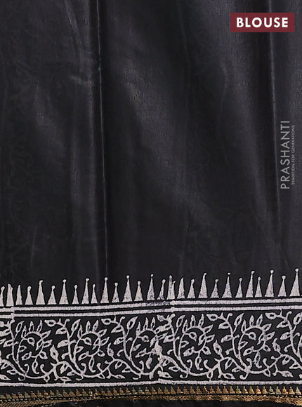 Semi bhagalpuri saree black with allover prints and zari woven border