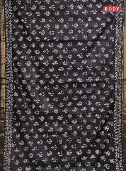 Semi bhagalpuri saree black with allover prints and zari woven border