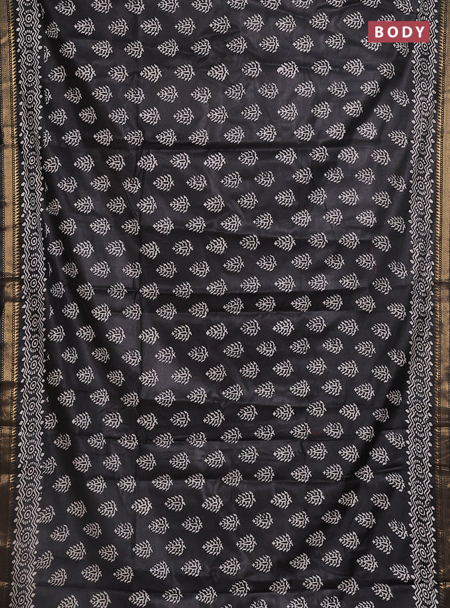 Semi bhagalpuri saree black with allover prints and zari woven border
