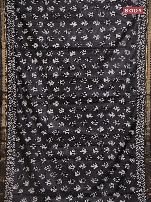 Semi bhagalpuri saree black with allover prints and zari woven border