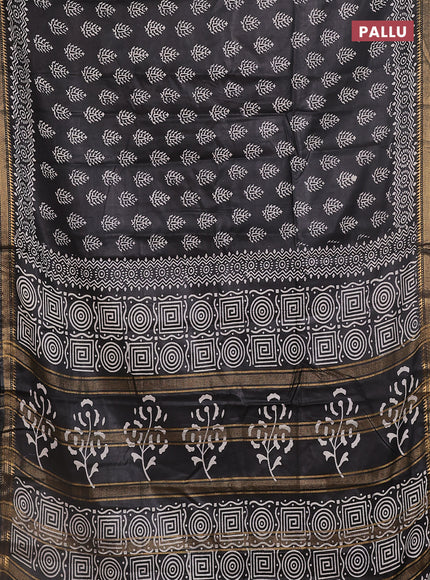 Semi bhagalpuri saree black with allover prints and zari woven border