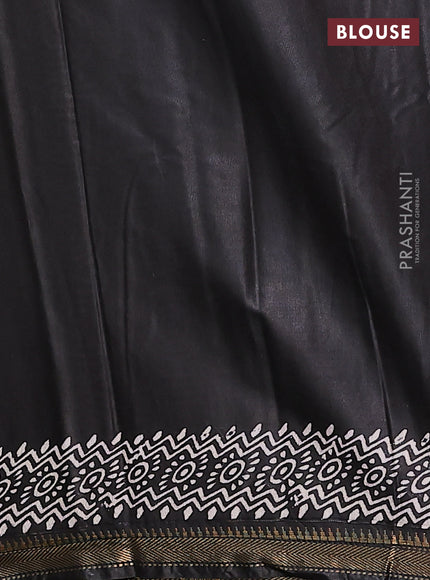 Semi bhagalpuri saree black with allover prints and zari woven border