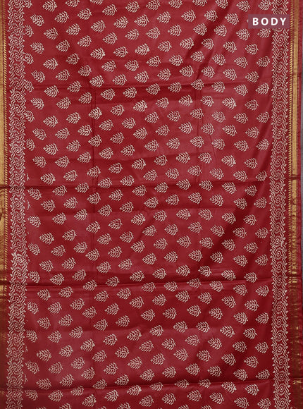 Semi bhagalpuri saree red with allover prints and zari woven border