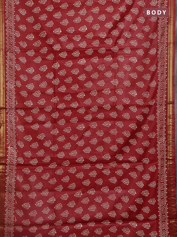 Semi bhagalpuri saree red with allover prints and zari woven border