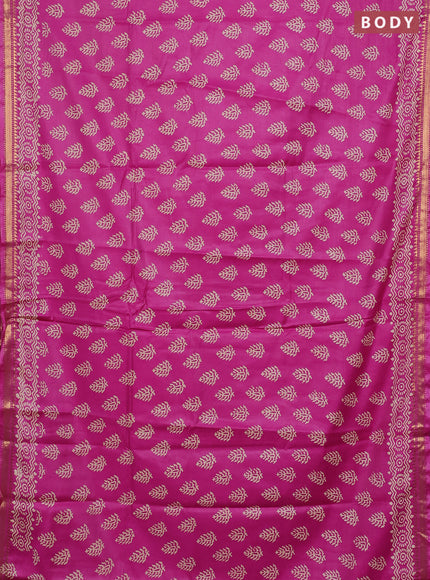 Semi bhagalpuri saree pink with allover prints and zari woven border
