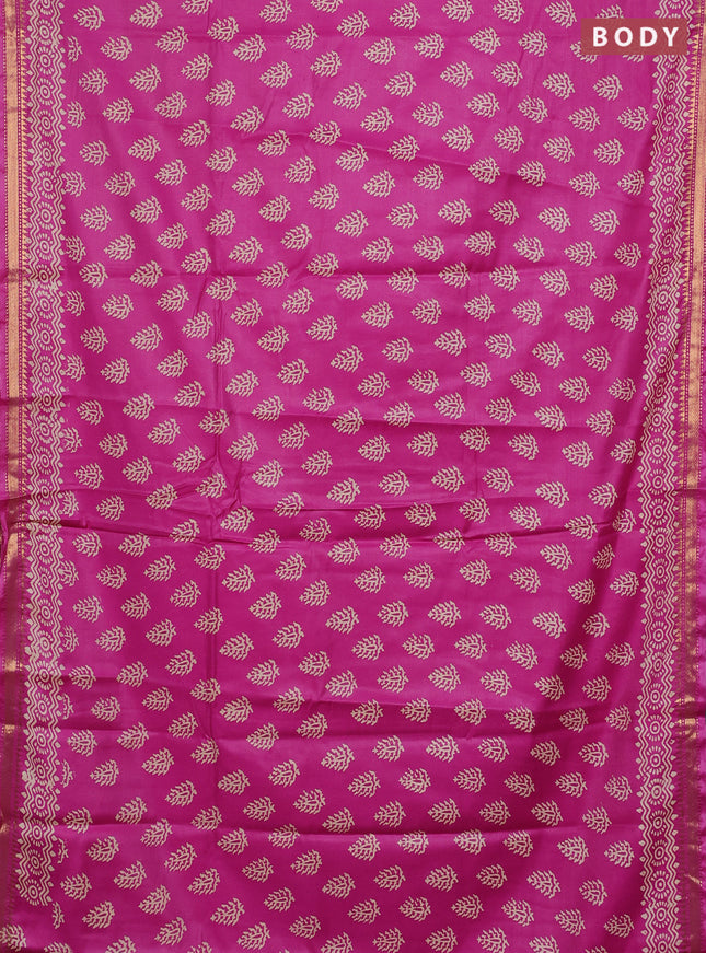 Semi bhagalpuri saree pink with allover prints and zari woven border