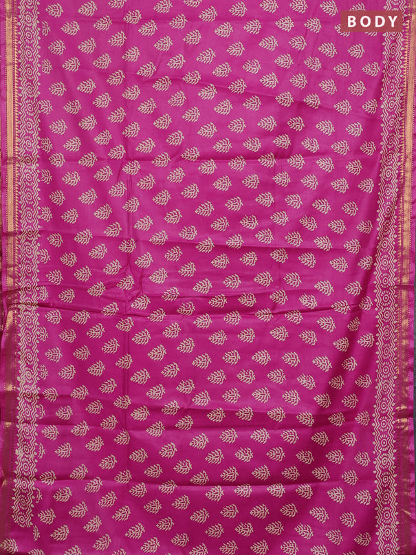 Semi bhagalpuri saree pink with allover prints and zari woven border