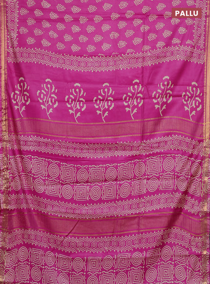 Semi bhagalpuri saree pink with allover prints and zari woven border