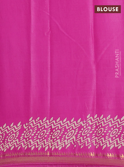 Semi bhagalpuri saree pink with allover prints and zari woven border