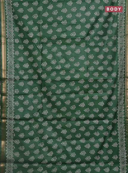 Semi bhagalpuri saree green with allover prints and zari woven border