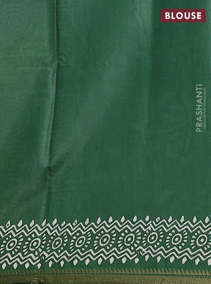 Semi bhagalpuri saree green with allover prints and zari woven border