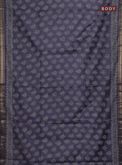 Semi bhagalpuri saree grey with allover prints and zari woven border
