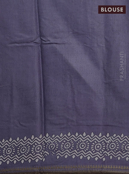 Semi bhagalpuri saree grey with allover prints and zari woven border
