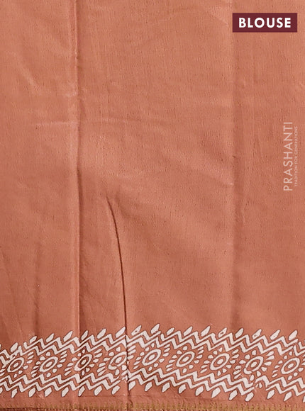 Semi bhagalpuri saree brown with allover prints and zari woven border