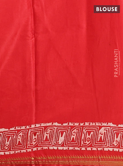 Semi bhagalpuri saree rust with allover prints and zari woven border