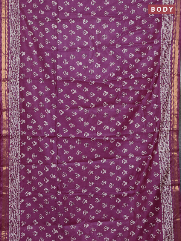 Semi bhagalpuri saree purple with allover prints and zari woven border
