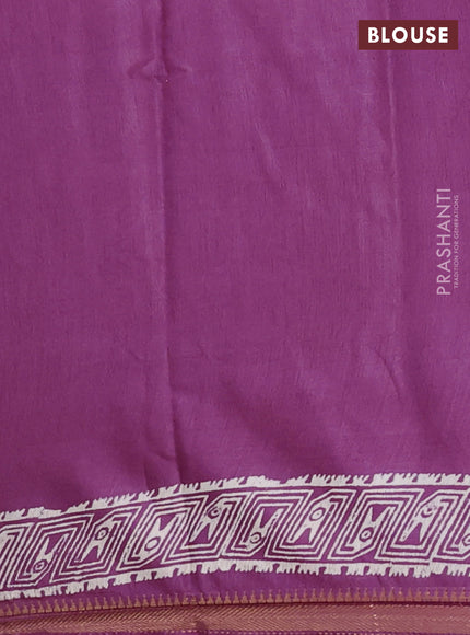 Semi bhagalpuri saree purple with allover prints and zari woven border