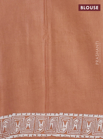 Semi bhagalpuri saree sandal with allover prints and zari woven border