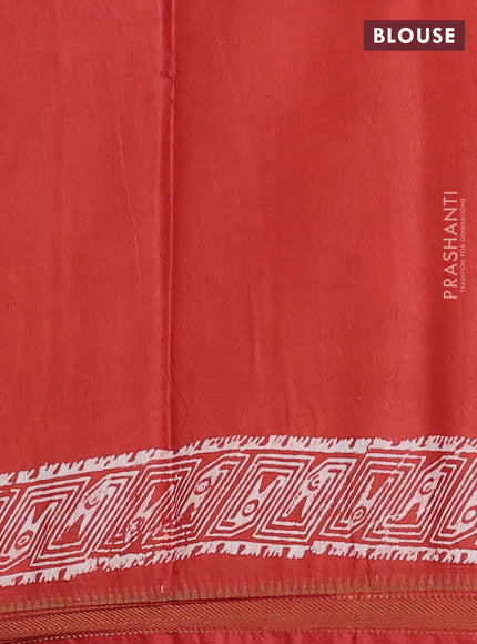 Semi bhagalpuri saree rust with allover prints and zari woven border