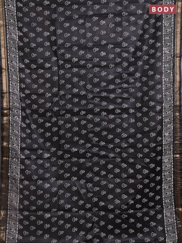 Semi bhagalpuri saree black with allover prints and zari woven border