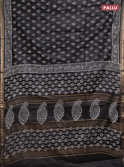 Semi bhagalpuri saree black with allover prints and zari woven border