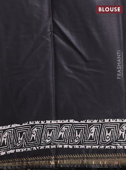 Semi bhagalpuri saree black with allover prints and zari woven border