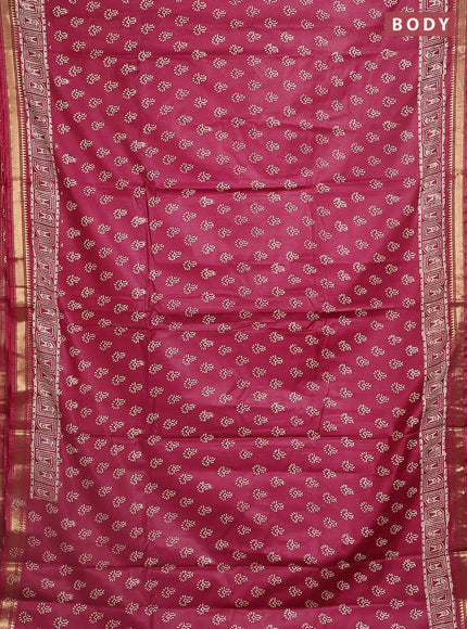 Semi bhagalpuri saree maroon shade with allover prints and zari woven border
