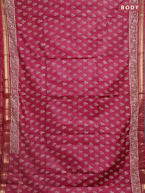 Semi bhagalpuri saree maroon shade with allover prints and zari woven border