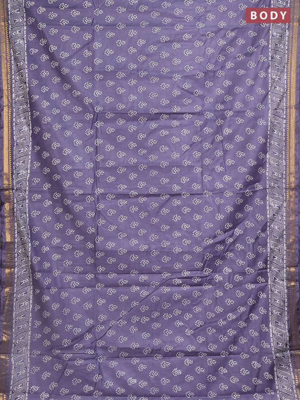 Semi bhagalpuri saree grey with allover prints and zari woven border