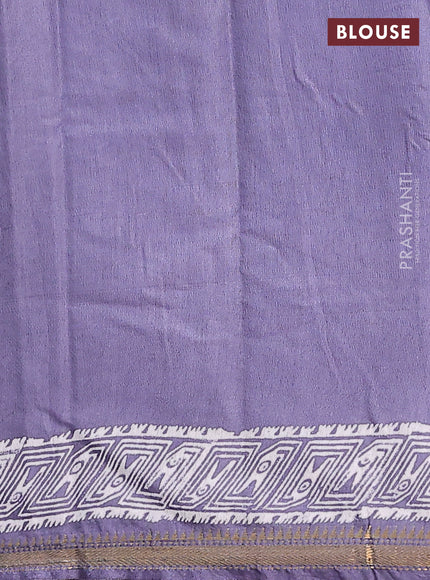Semi bhagalpuri saree grey with allover prints and zari woven border